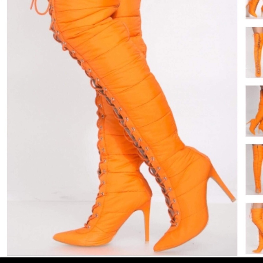 Killer Orange 🍊 PUFFER LACE UP BOOTS🔥